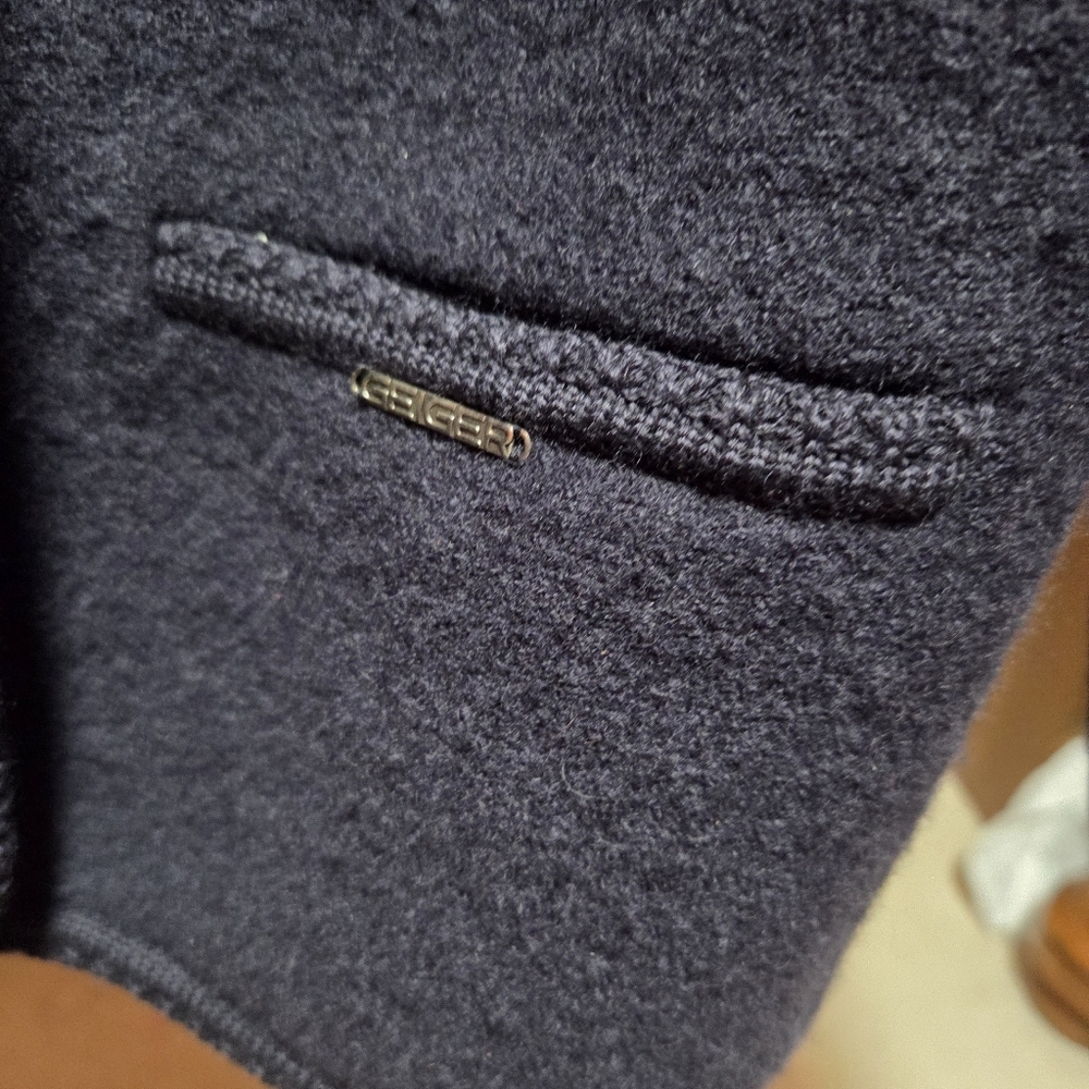 Geiger Austria Vintage Women's Boiled Wool Cardigan Jacket Navy Blue 38 Medium - Picture 4 of 7